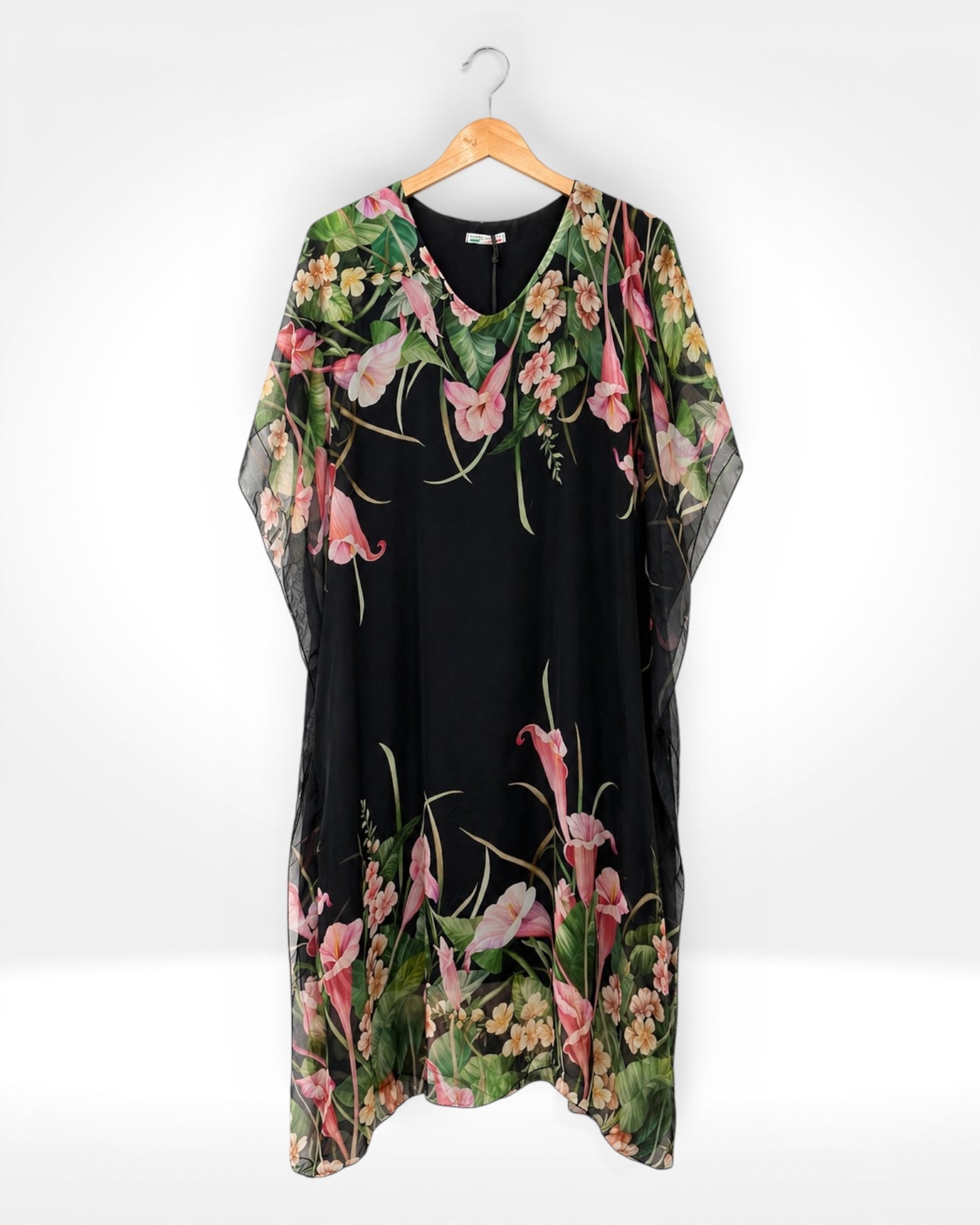 Botanical Silk Kaftan Dress