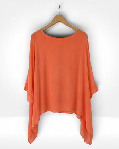Silk Overlay Batwing Top
