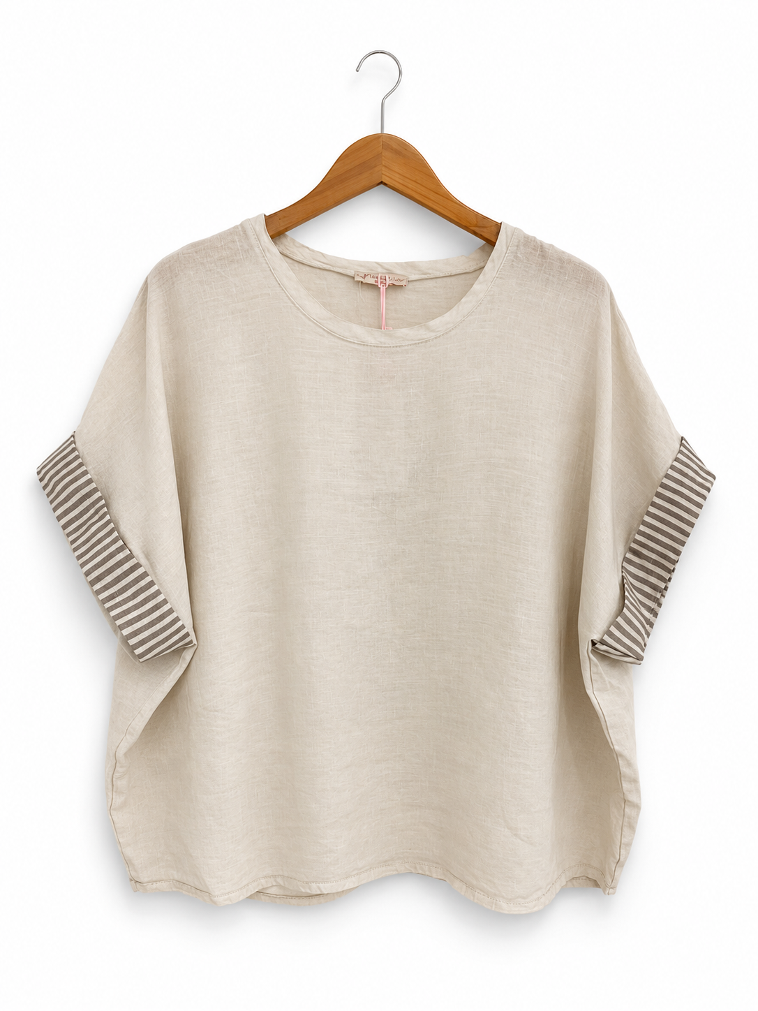 Amalfi Stripe Cuff Linen Top