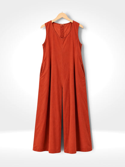 Fine Corduroy Wide-Leg Jumpsuit