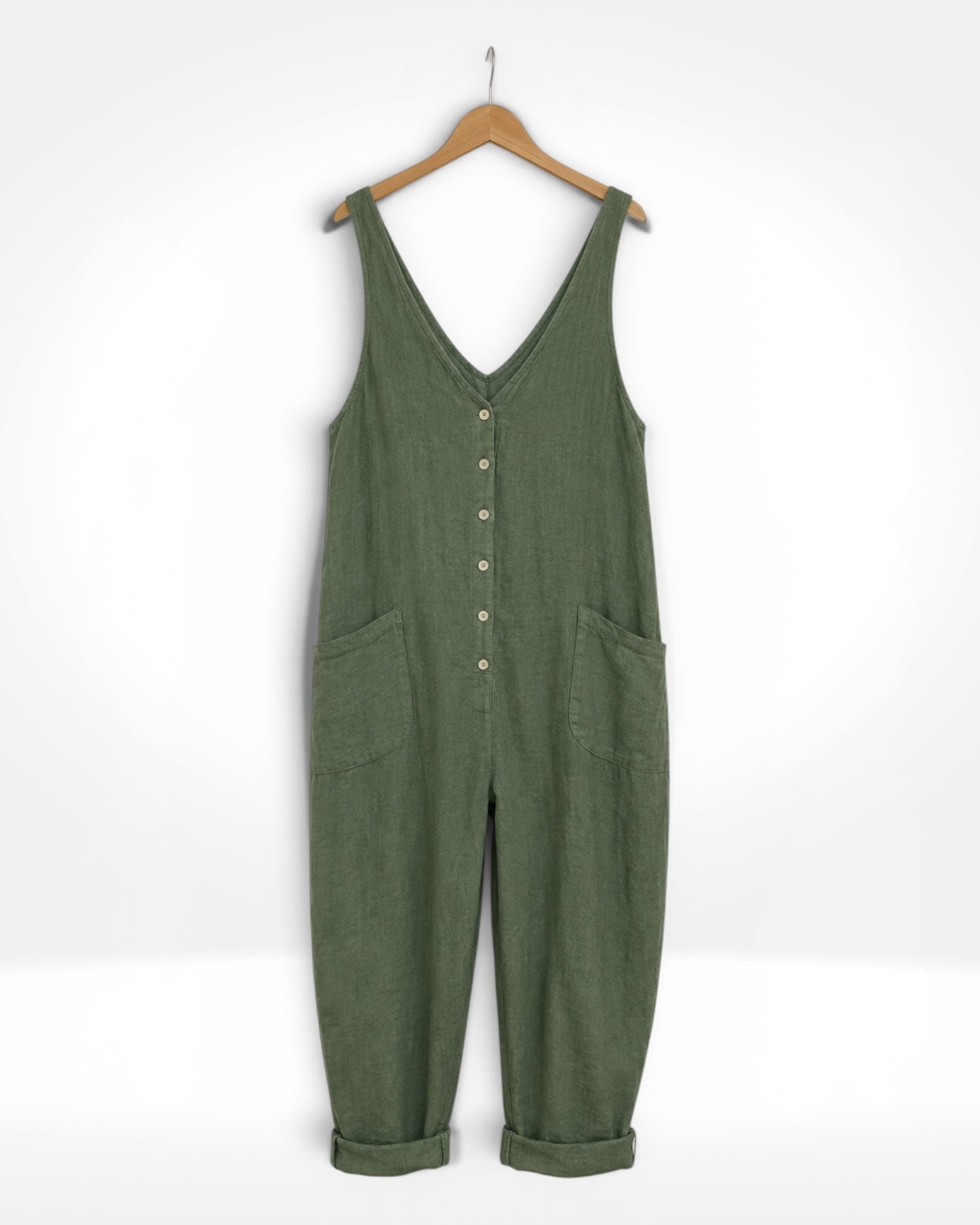 Linen Barrel-Leg Jumpsuit