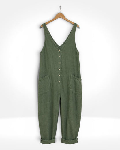 Linen Barrel-Leg Jumpsuit