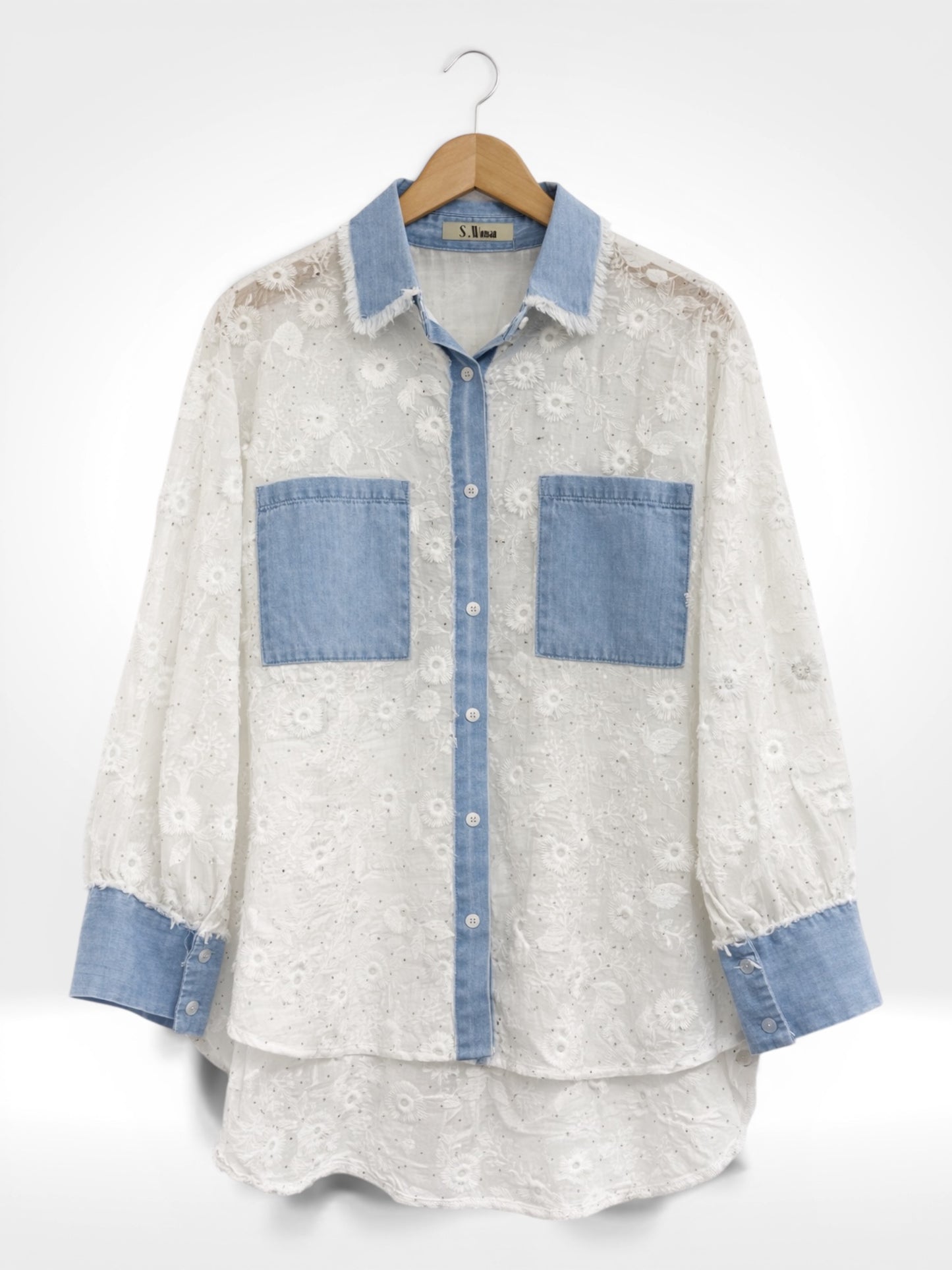 Chemise en chambray Daisy Shimmer en dentelle