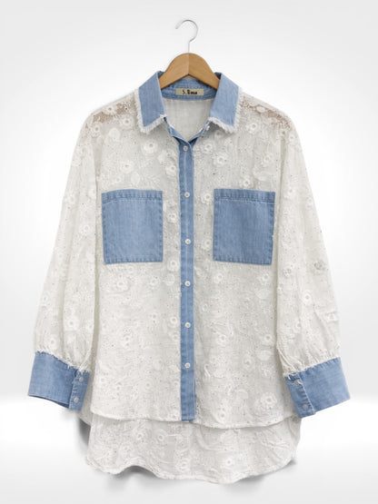 Chemise en chambray Daisy Shimmer en dentelle