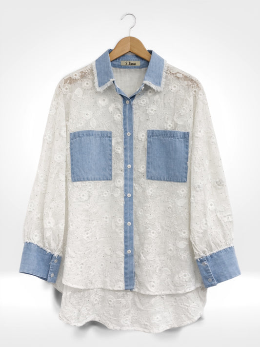 Chemise en chambray Daisy Shimmer en dentelle