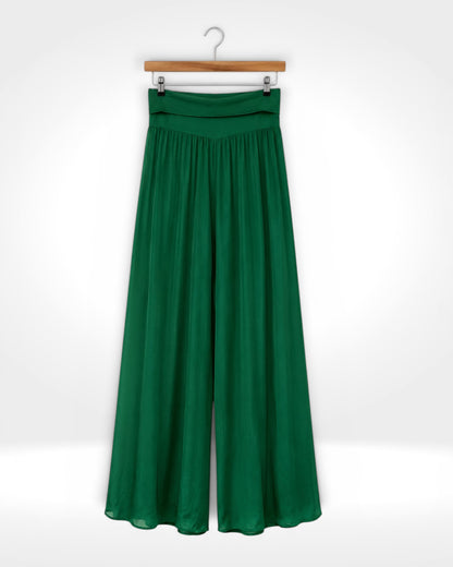 Silk Overlay Palazzo Trousers