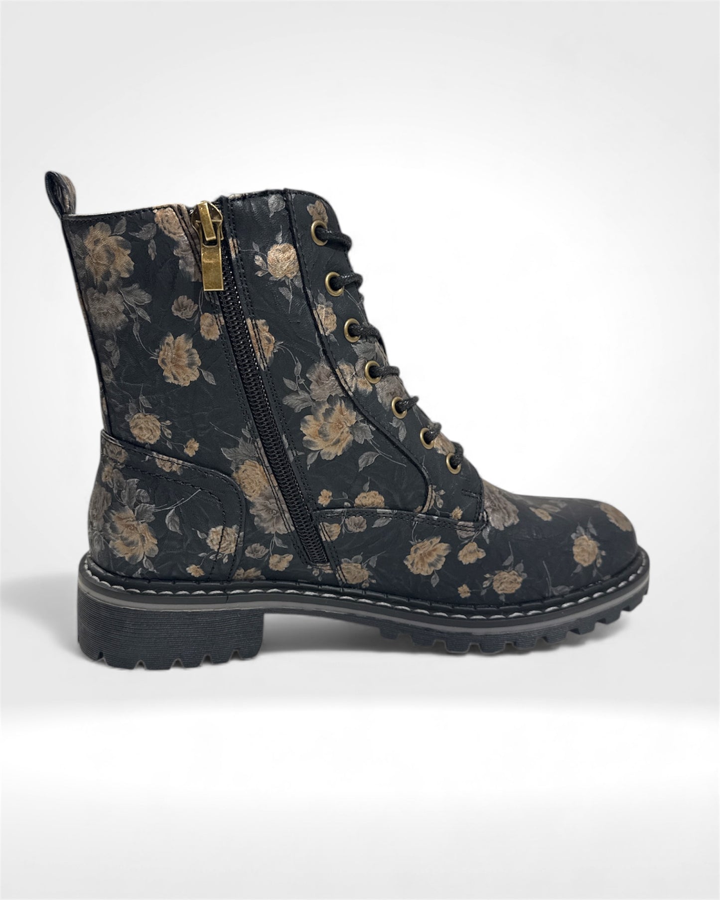 Midnight Bloom Combat Boots