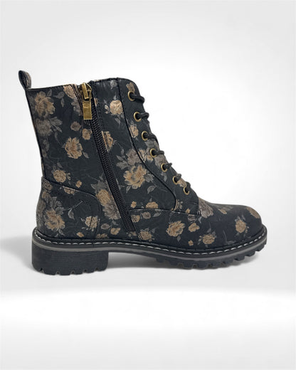 Midnight Bloom Combat Boots