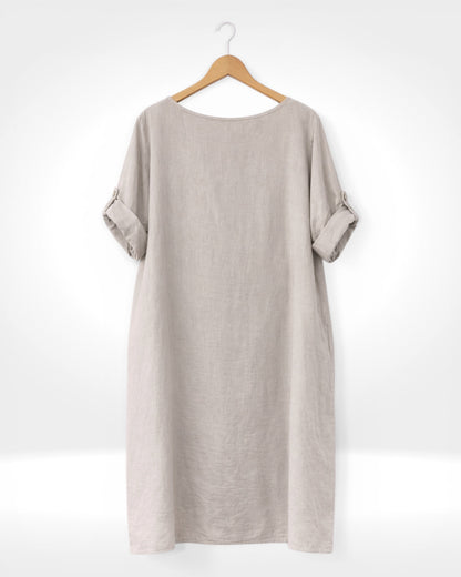 Linen Button Detail Dress