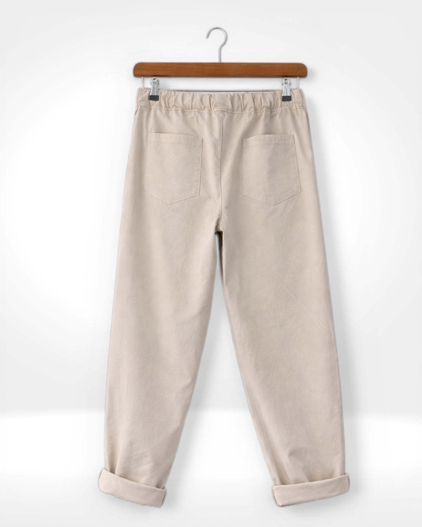 Beige Cotton Patch Trousers