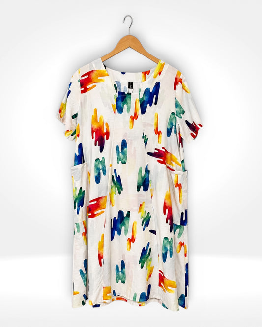 Rainbow Drift Pocket Dress (Bella Blue)