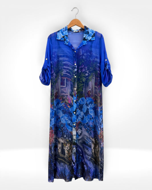 Robe-chemise en soie Garden
