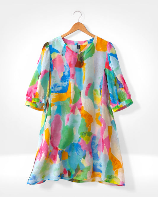 Pastel Abstract Tunic Dress (Bella Blue)