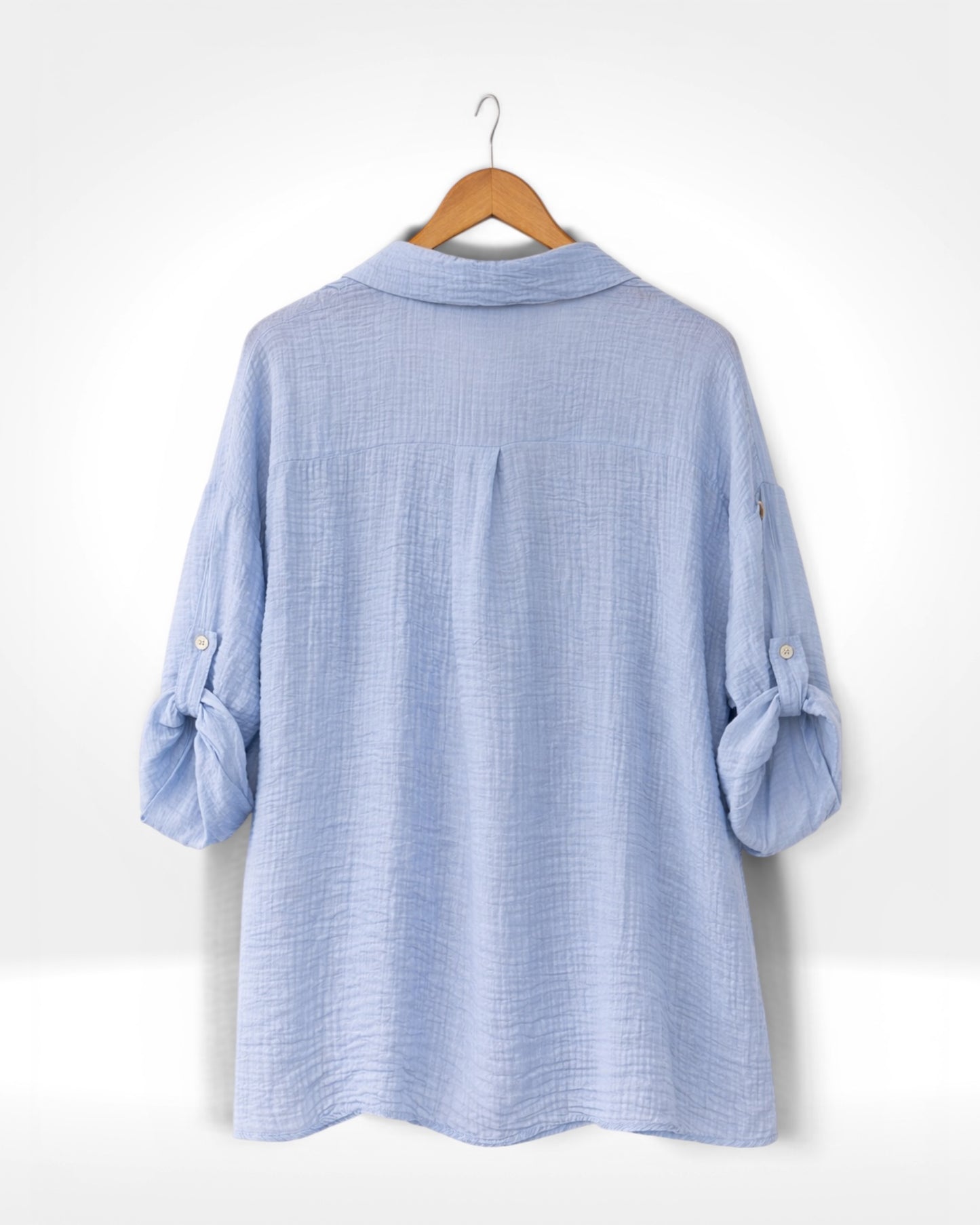 Embroidered Panel Crinkle Shirt