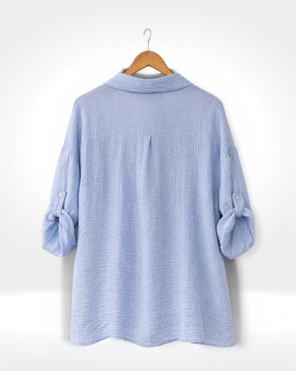 Embroidered Panel Crinkle Shirt