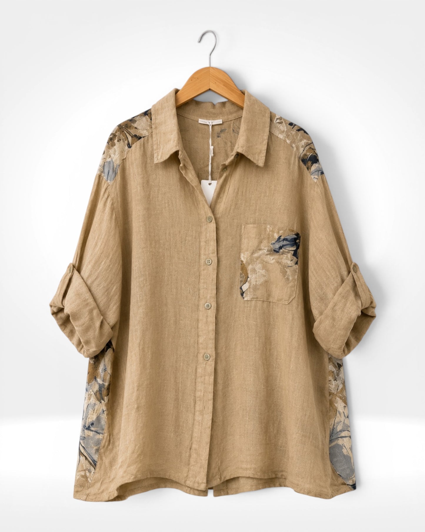 Italian Blue Blossom Linen Shirt