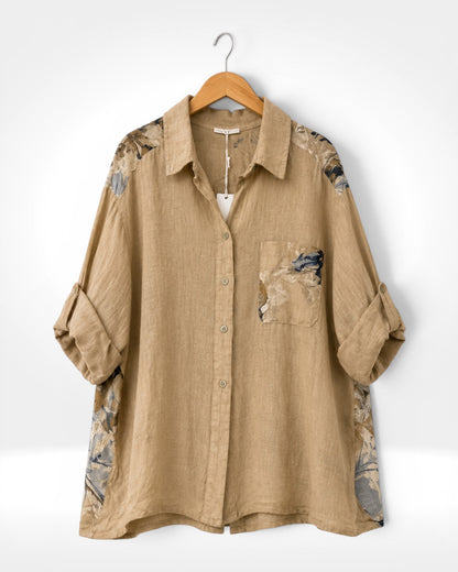 Italian Blue Blossom Linen Shirt