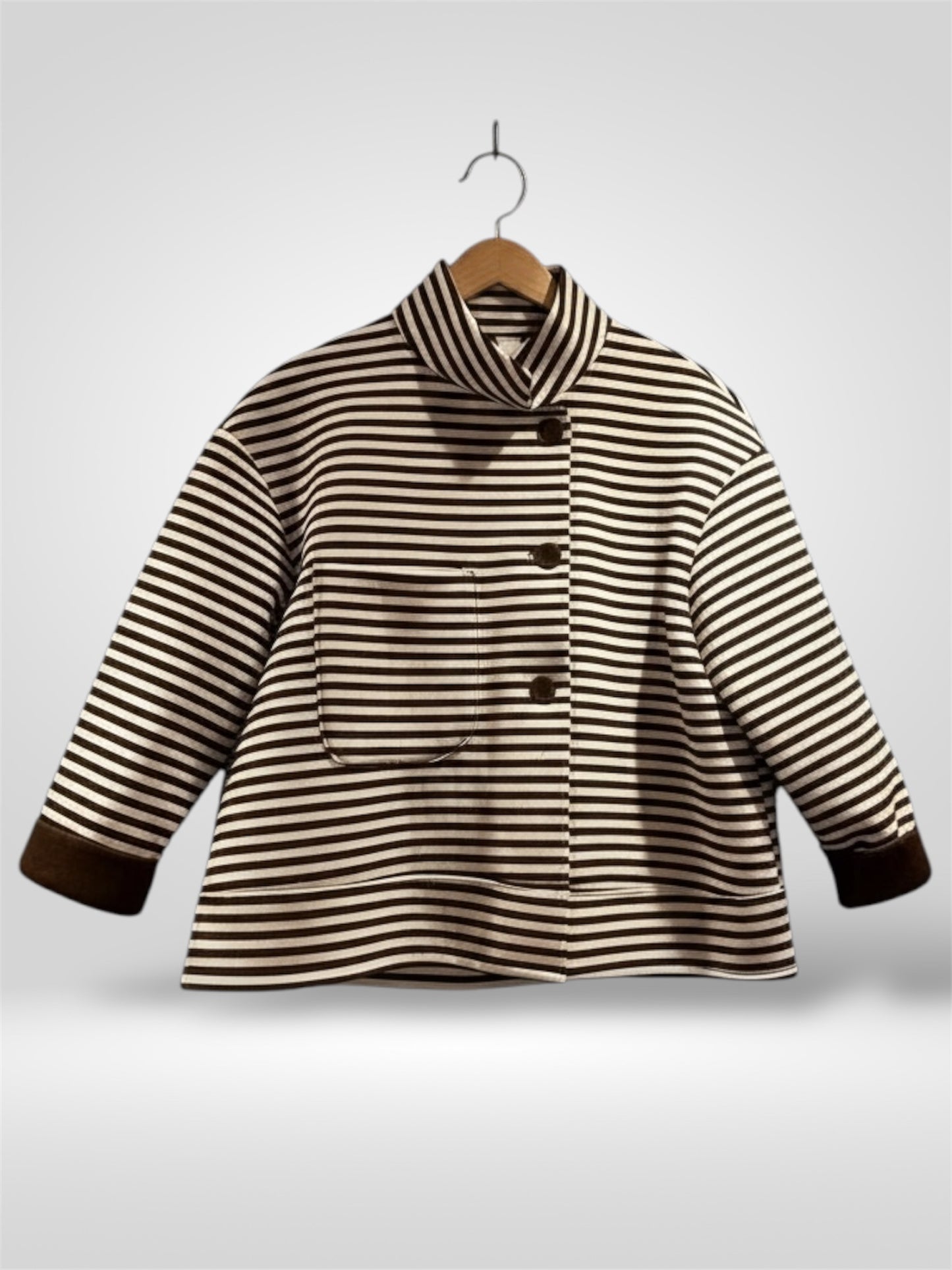 Stripe Modern Funnel-Neck Jacket