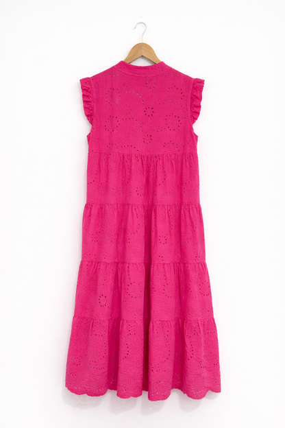 Broderie Anglaise Frill Sleeve Dress