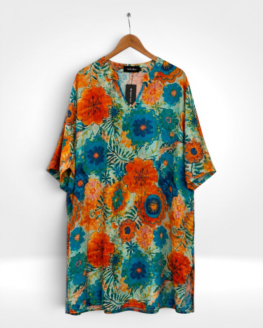 Coastal Bloom Collar Tunic (Bella Blue)