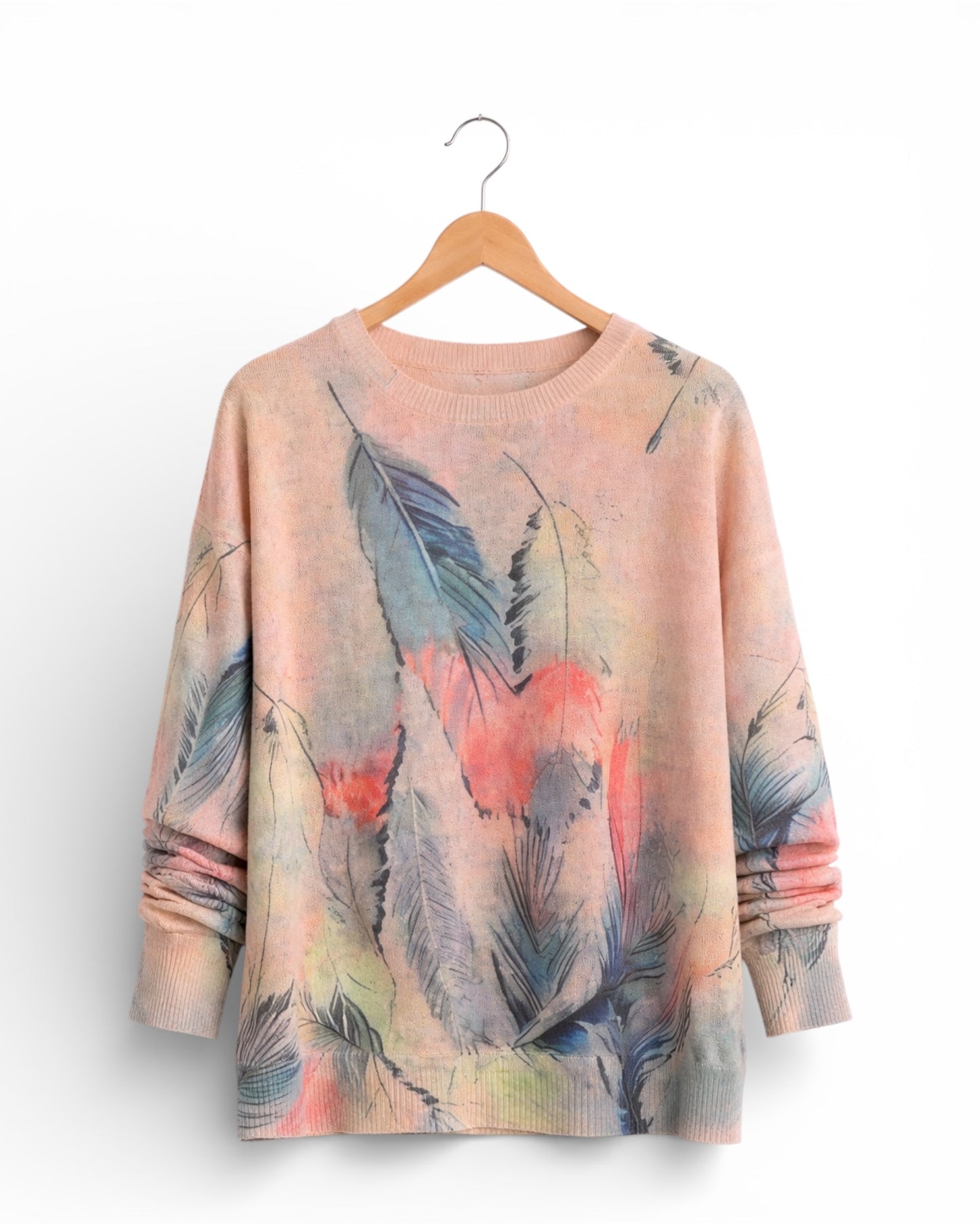 Feather Print Knit (Bella Blue)