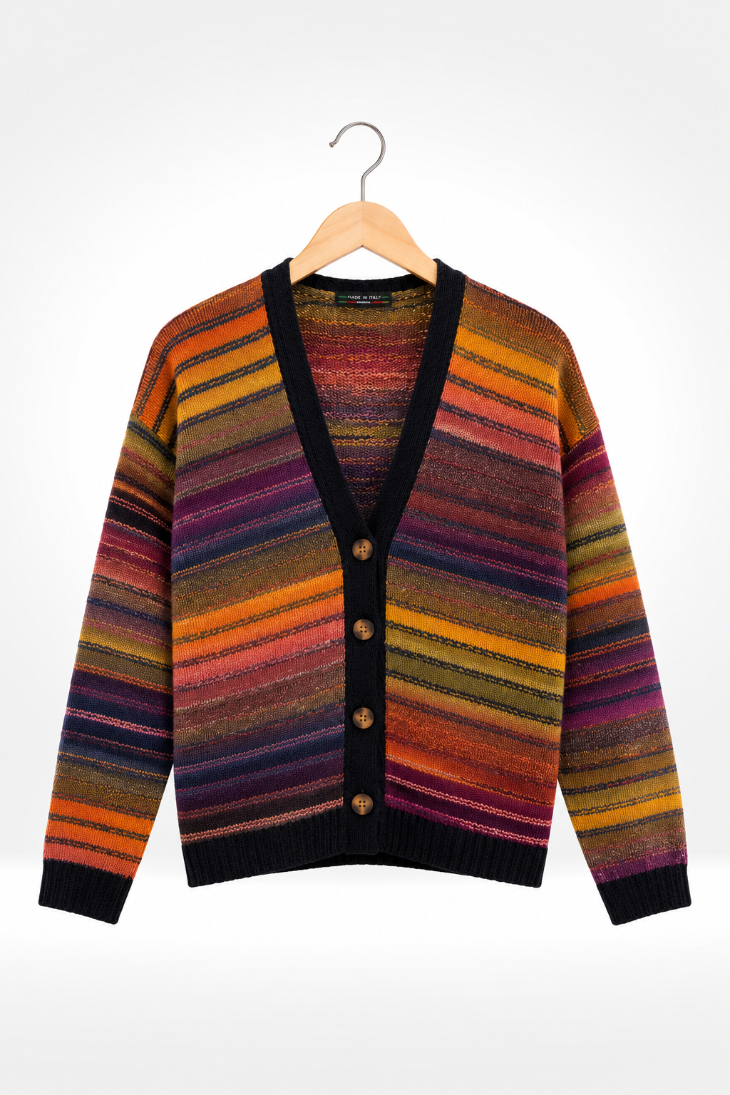 Rainbow Stripe Knit Cardigan