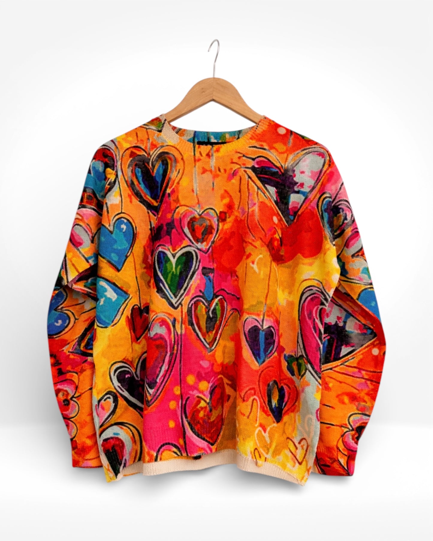 Vivid Hearts Art Knit Sweater (Bella Blue)