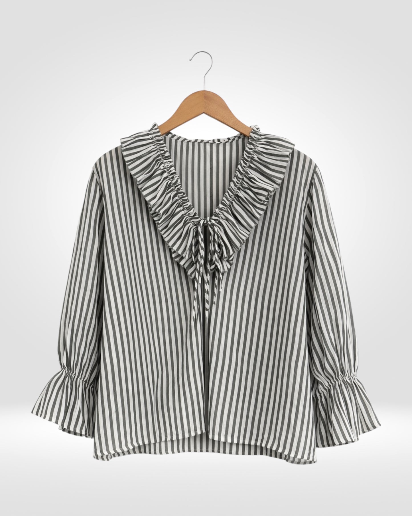 The Juliette Ruffle-Collar Striped Blouse