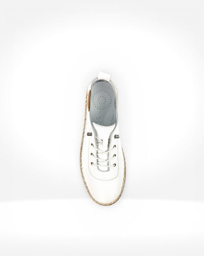 Evie White Leather Plimsoll