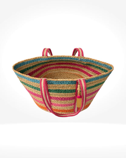 Sac fourre-tout tissé multicolore