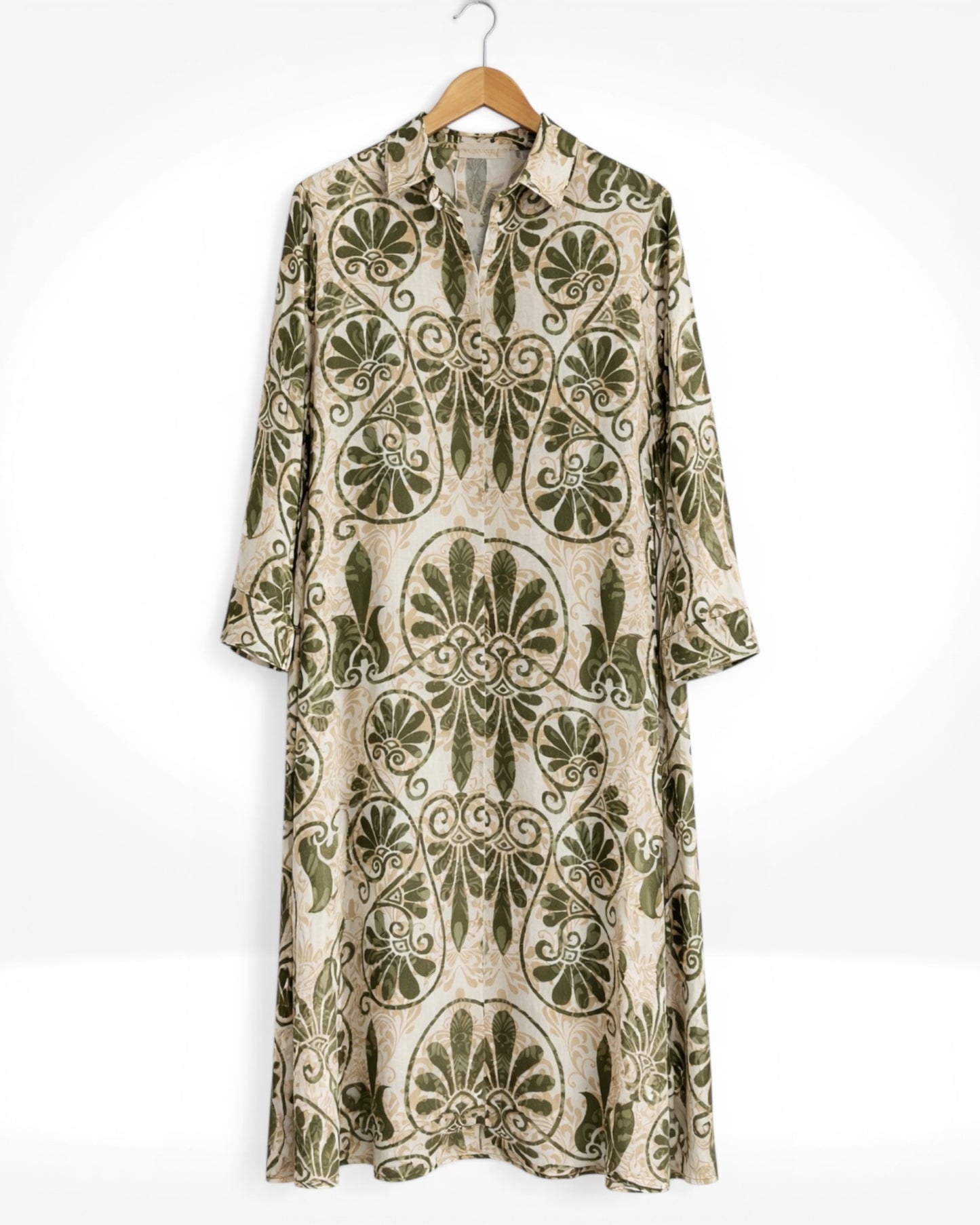 Lightweight Printed Shirt Midi Dress