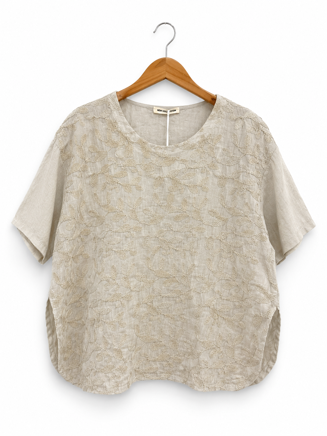 Vine Embroidered Linen Top