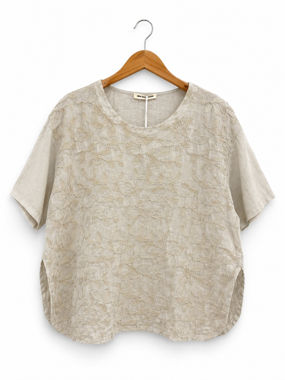 Vine Embroidered Linen Top