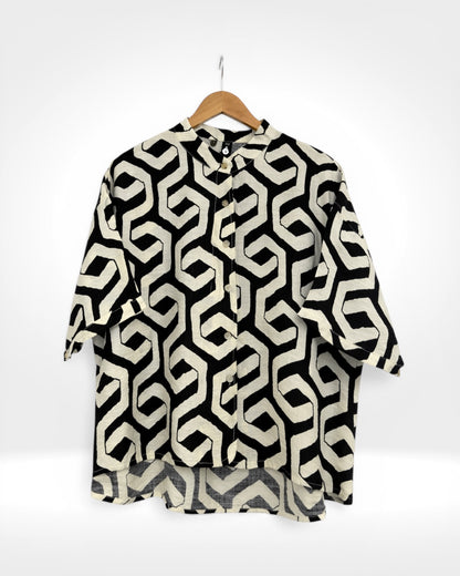 Monochrome Geoprint Swing Top (Bella Blue)