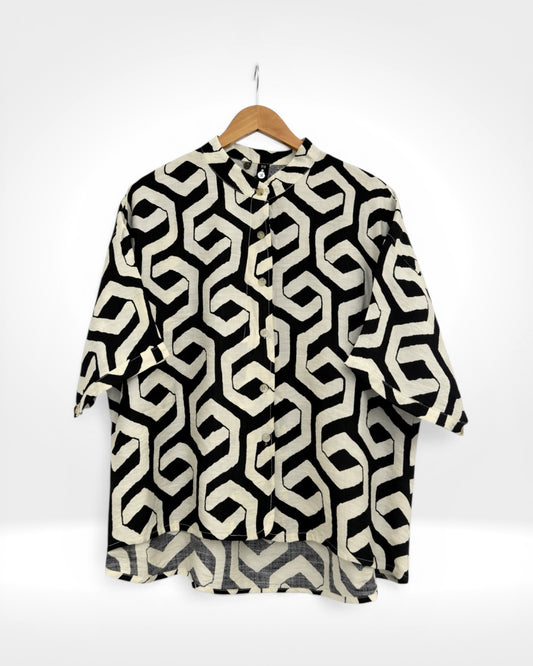 Monochrome Geoprint Swing Top (Bella Blue)