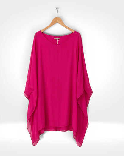 Silk Batwing Overlay Long Top