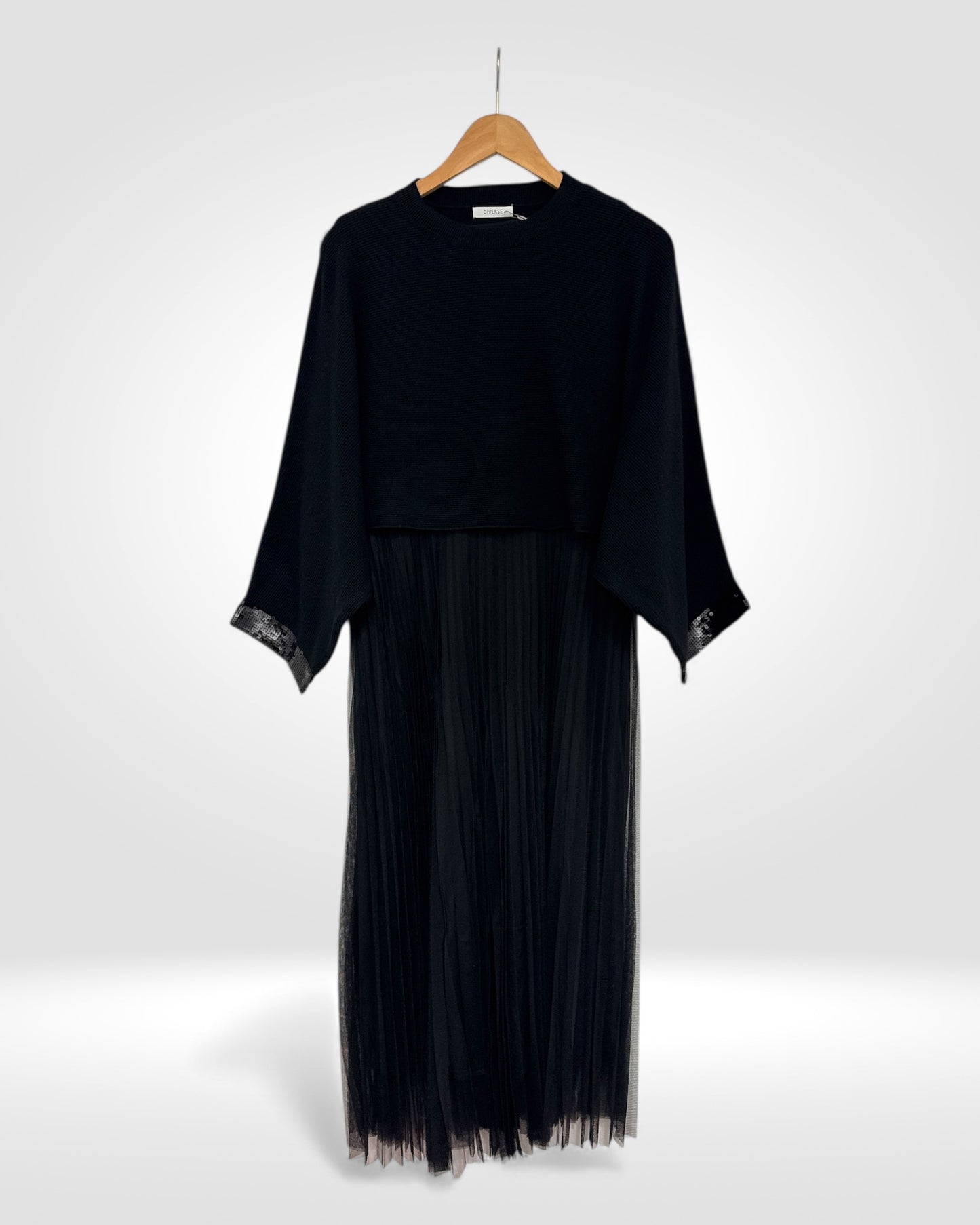 Layered Knit & Tulle Two-Piece Set