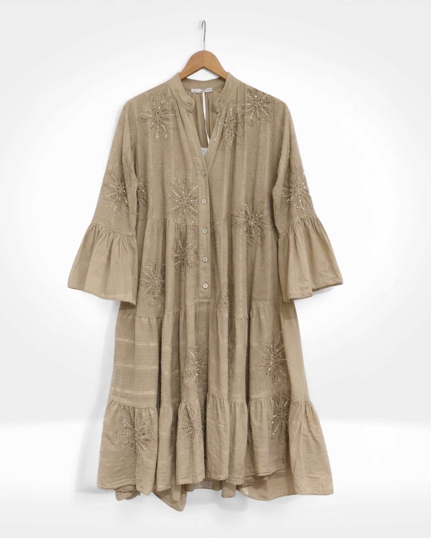 Blossom Shimmer Tiered Midi Dress