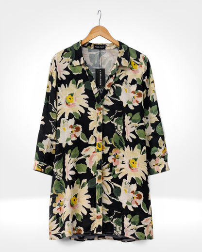 Floral Print Relaxed Shirt/Tunic (Bella Blue)