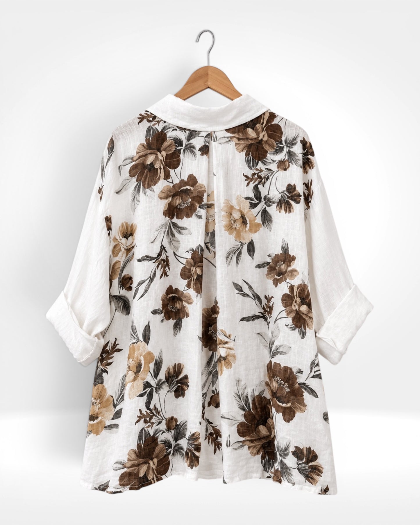 Mocha Bloom Linen Shirt