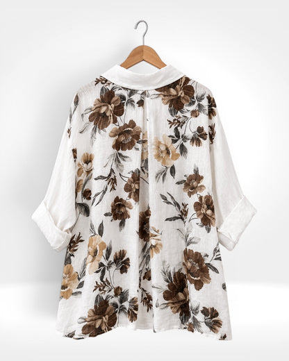 Mocha Bloom Linen Shirt