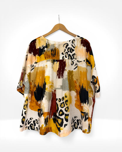 Abstract & Animal Print Relaxed Top (Bella Blue)