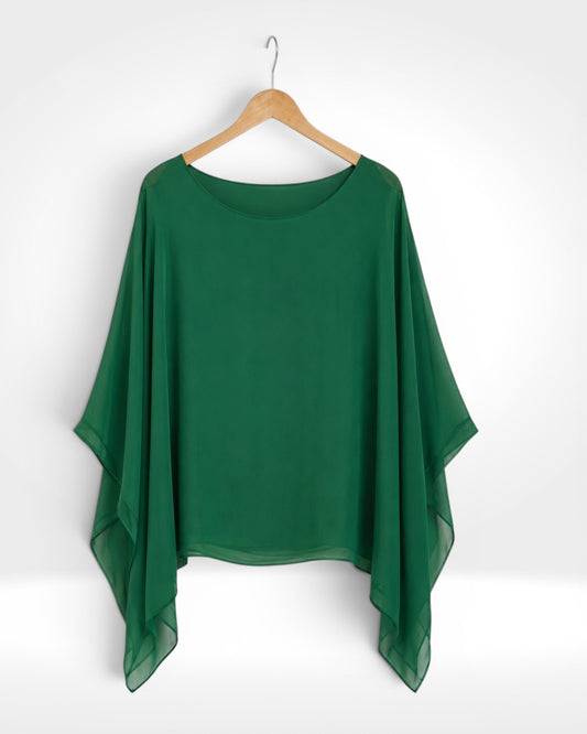 Silk Overlay Batwing Short Top