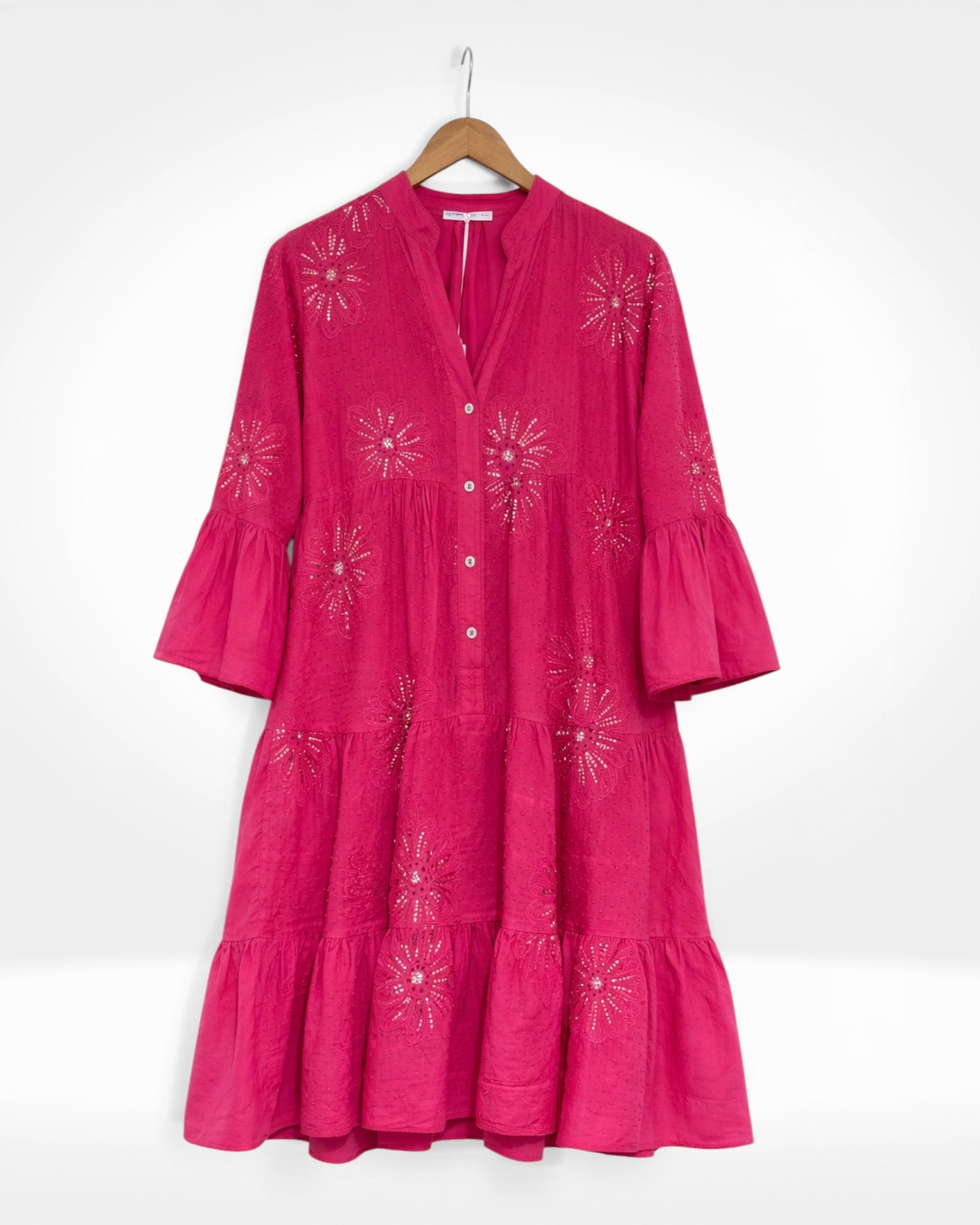 Blossom Shimmer Tiered Midi Dress