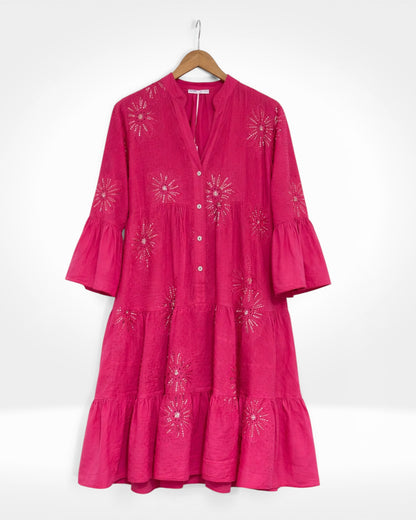 Blossom Shimmer Tiered Midi Dress