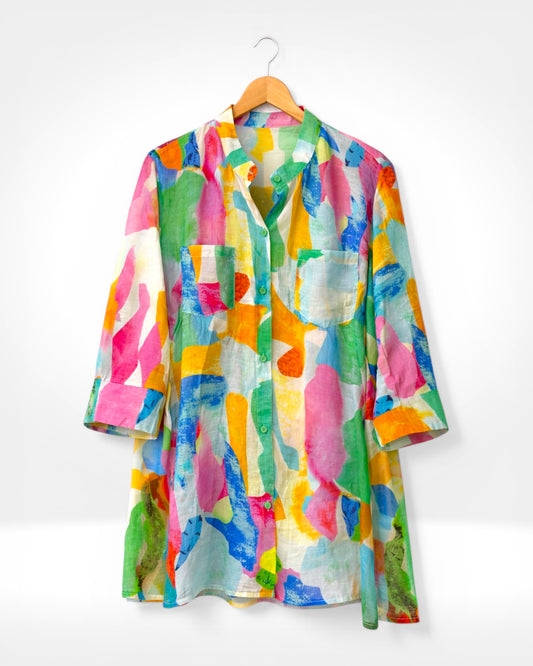 Pastel Abstract Button Shirt (Bella Blue)