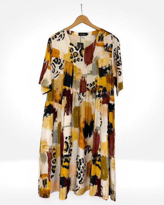 Abstract & Animal Print Relaxed Dress (Bella Blue)