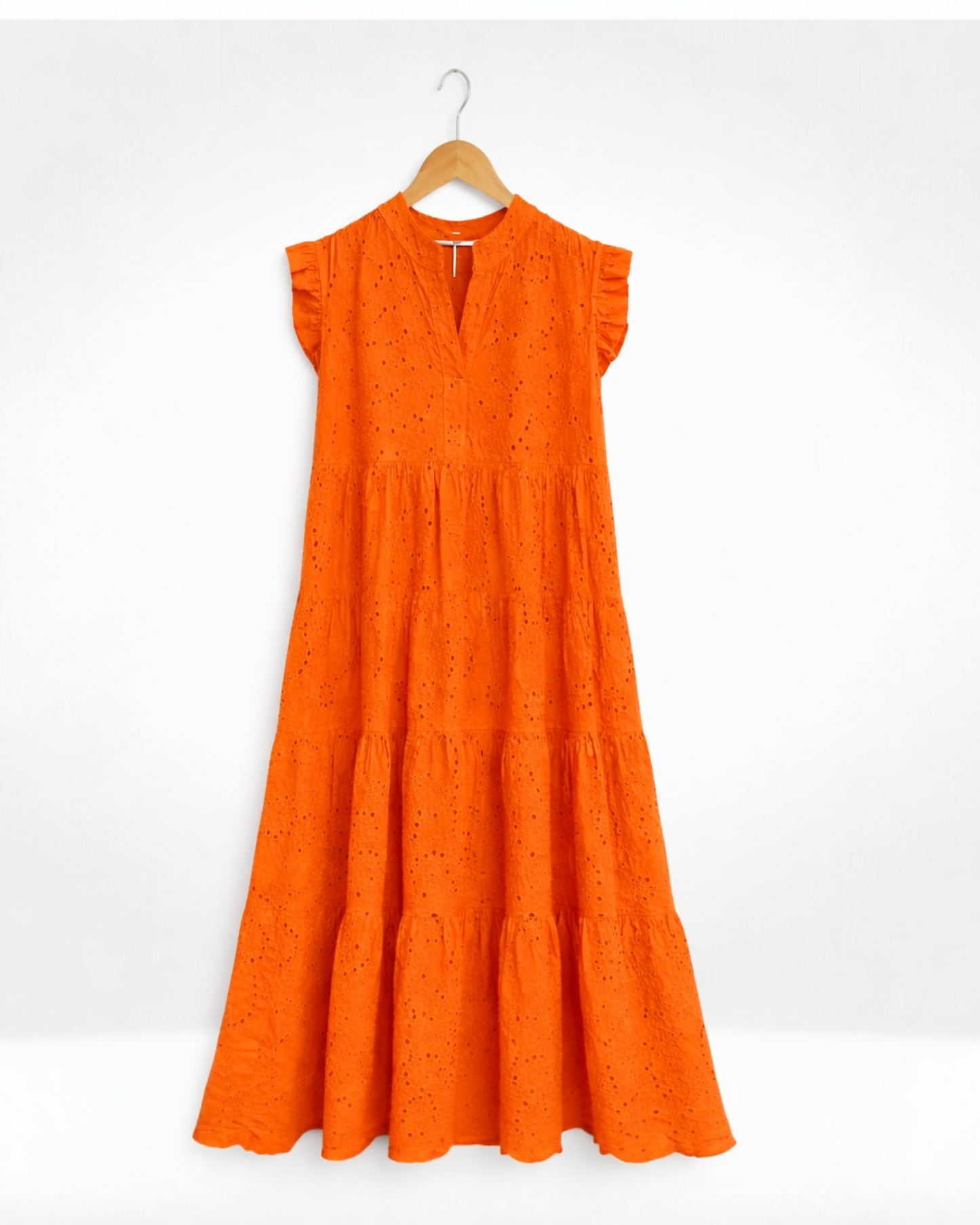 Broderie Anglaise Frill Sleeve Dress