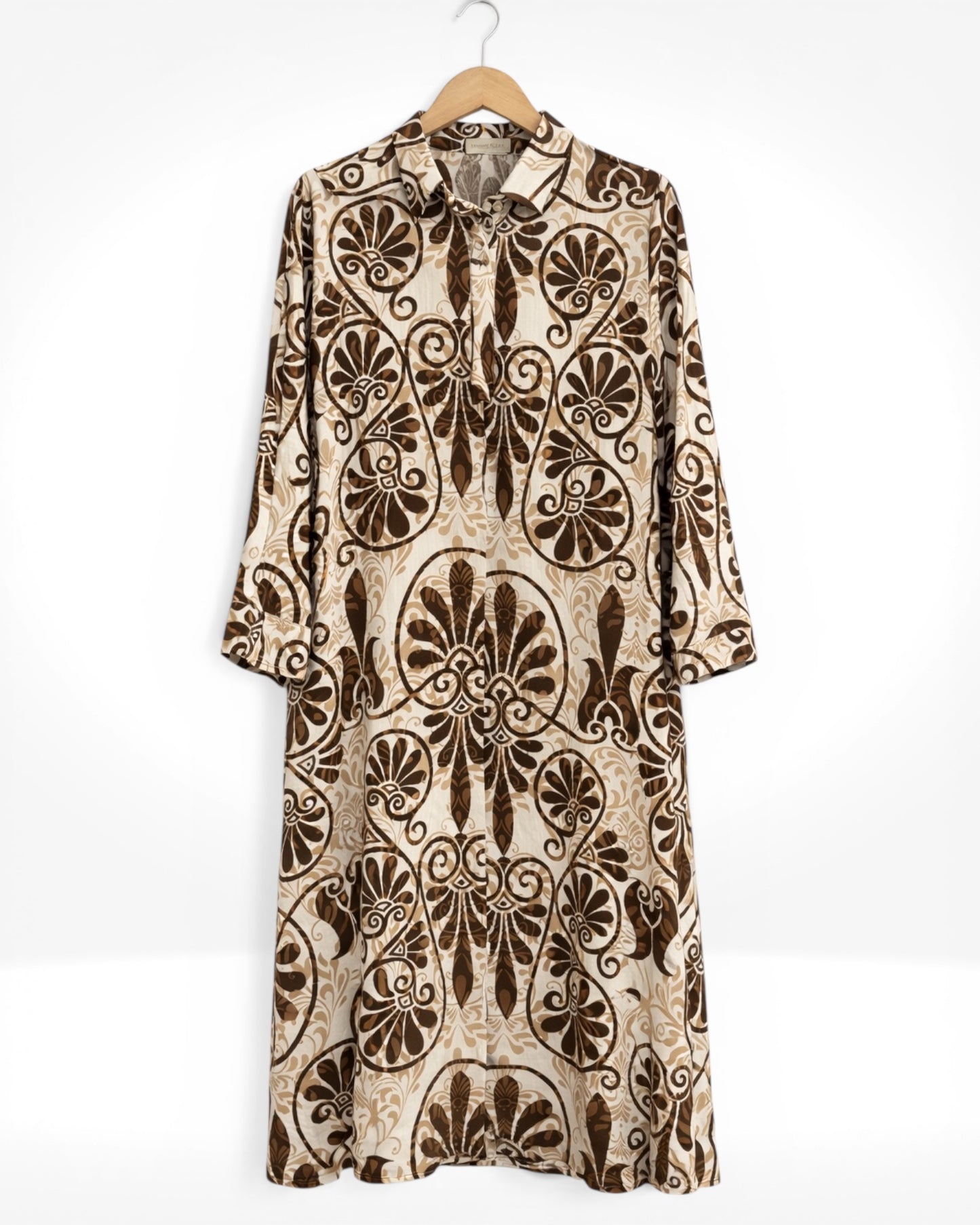 Lightweight Printed Shirt Midi Dress