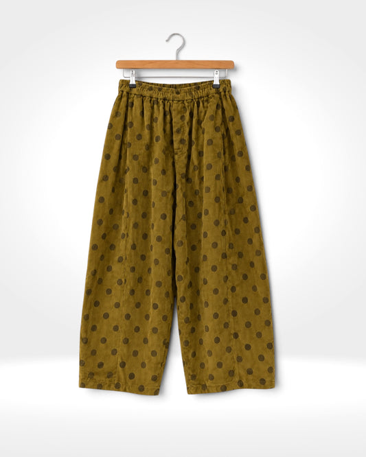 Mustard Dot Corduroy Trousers (Bella Blue)